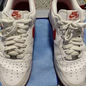 Nike Air Force 1 White and Red Sneakers